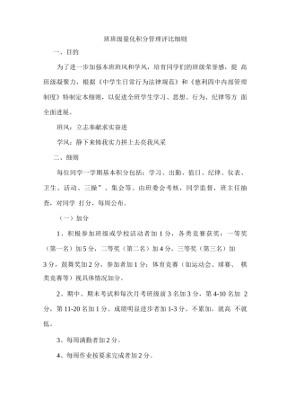 班班级量化积分管理评比细则