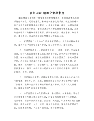 班组4E6S精细化管理制度