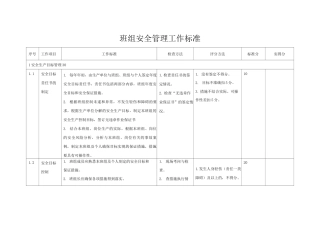 班组安全管理工作标准