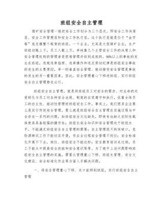 班组安全自主管理