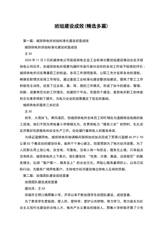 班组建设成效