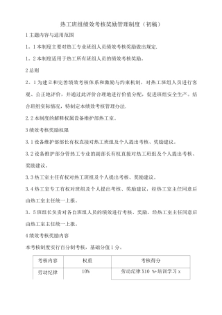 班组绩效考核细则