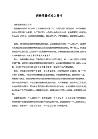 班长质量巡检之日常