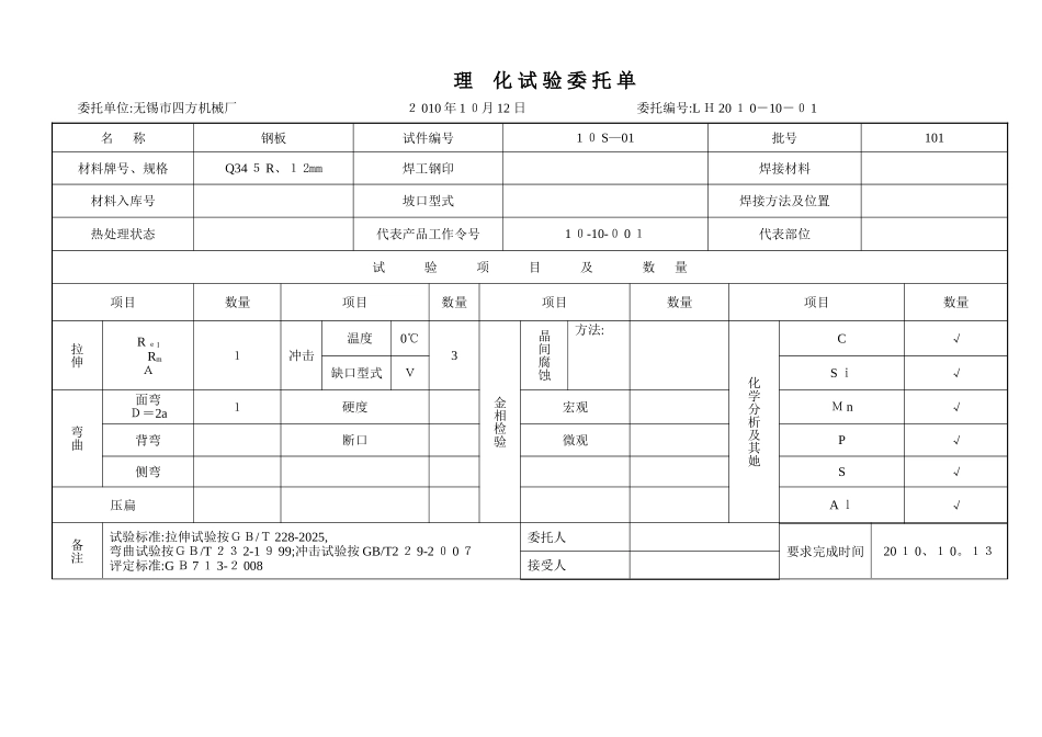 理化检验记录表格_第2页