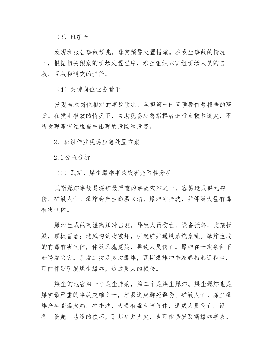 瓦斯、煤尘爆炸事故作业现场应急处置方案_第2页