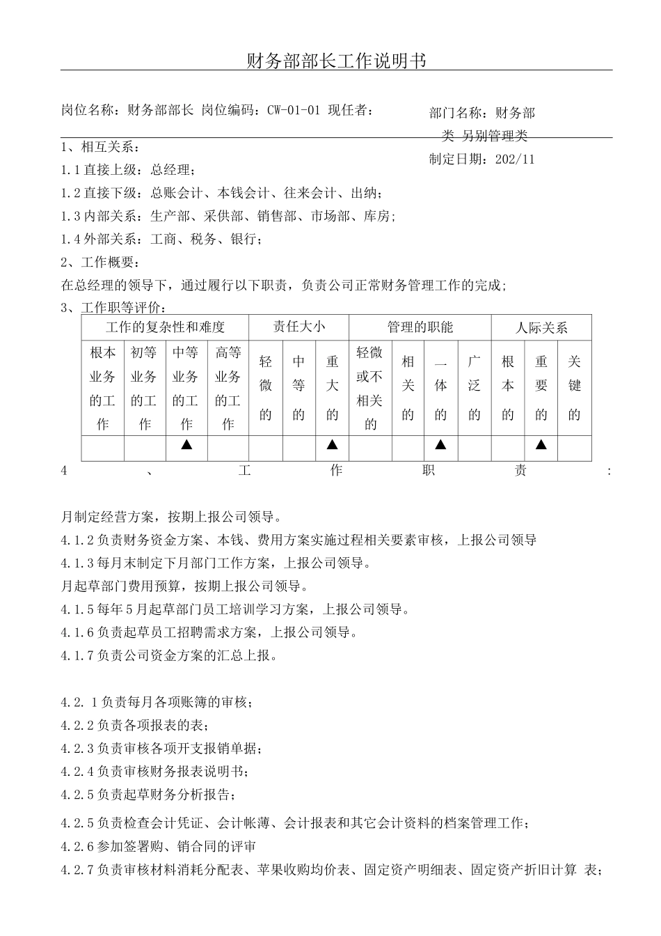 生产企业财务部岗位职责及权限_第2页