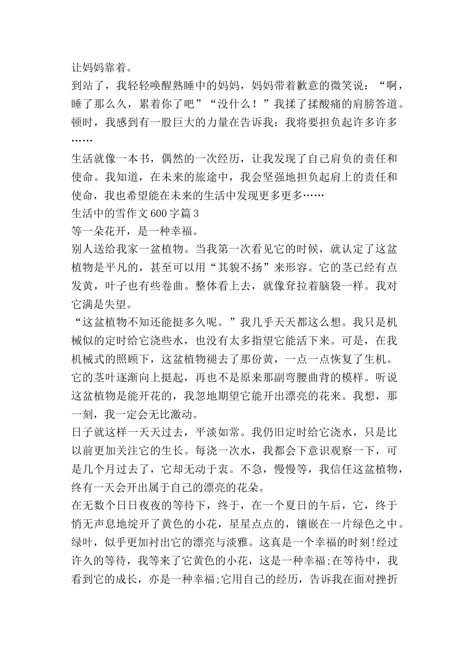 生活中的雪作文600字5篇_第3页