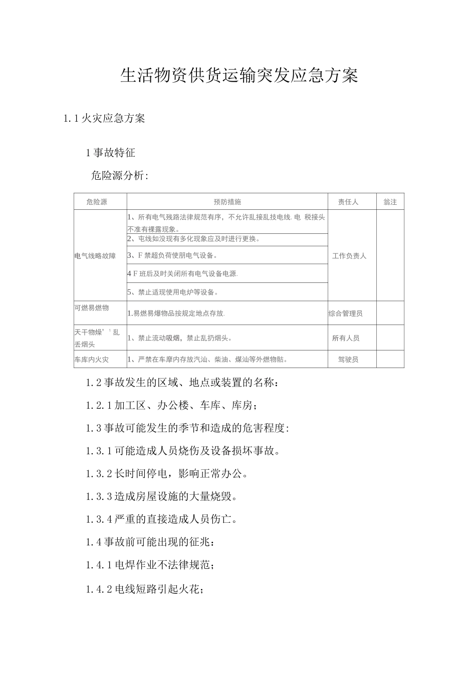 生活物资供货运输突发应急方案_第1页