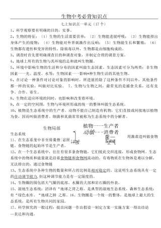 生物中考必背知识点doc