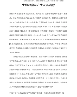 生物池泡沫产生及其消除