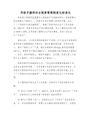 用铁手腕将安全工作制度化规范化