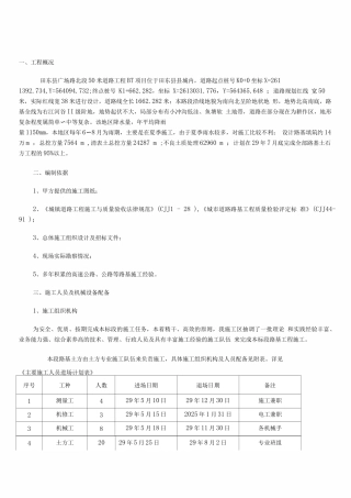 田东县广场路路基土方工程施工方案