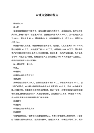 申请资金请示报告