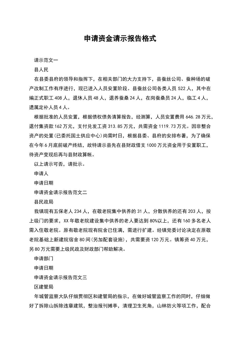 申请资金请示报告格式_第1页