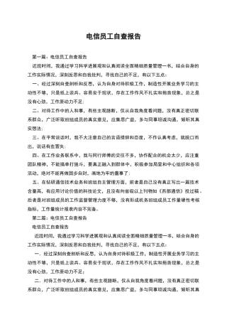 电信员工自查报告