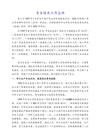 电力个人技术工作总结