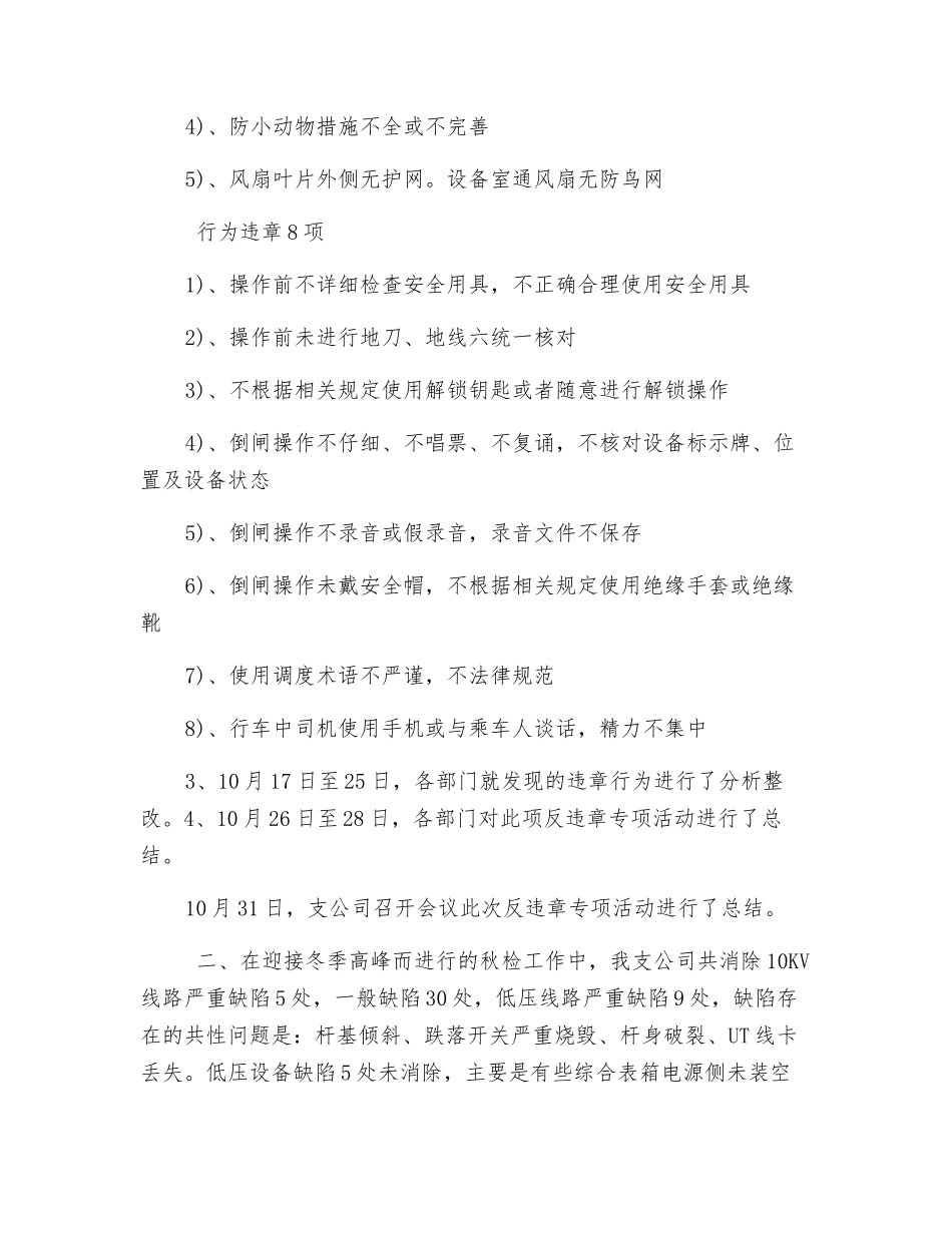 电力公司安全生产“反违章”活动总结_第2页