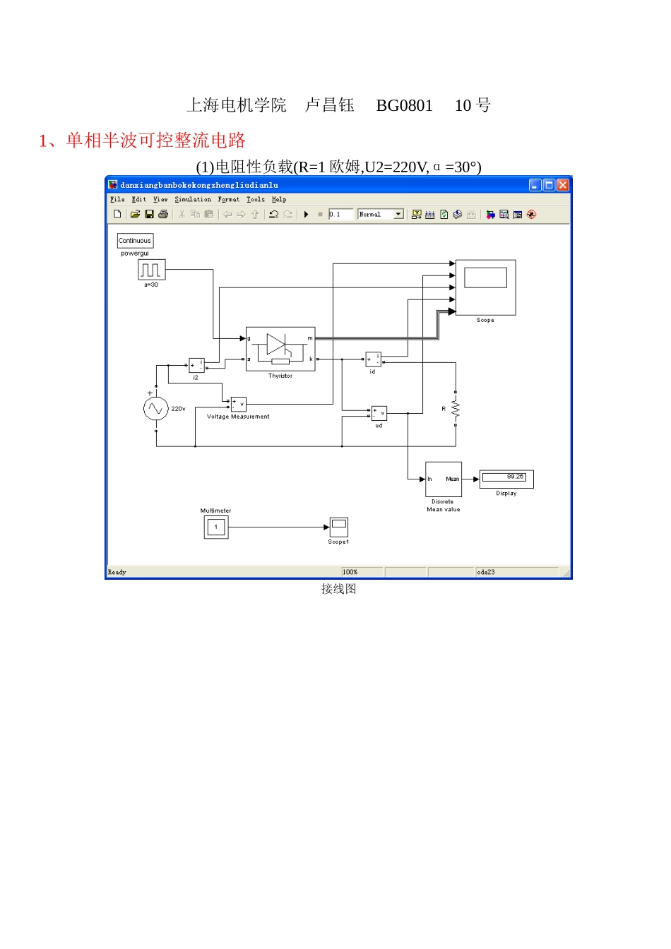电力电子技术matlab仿真实验报告_第1页
