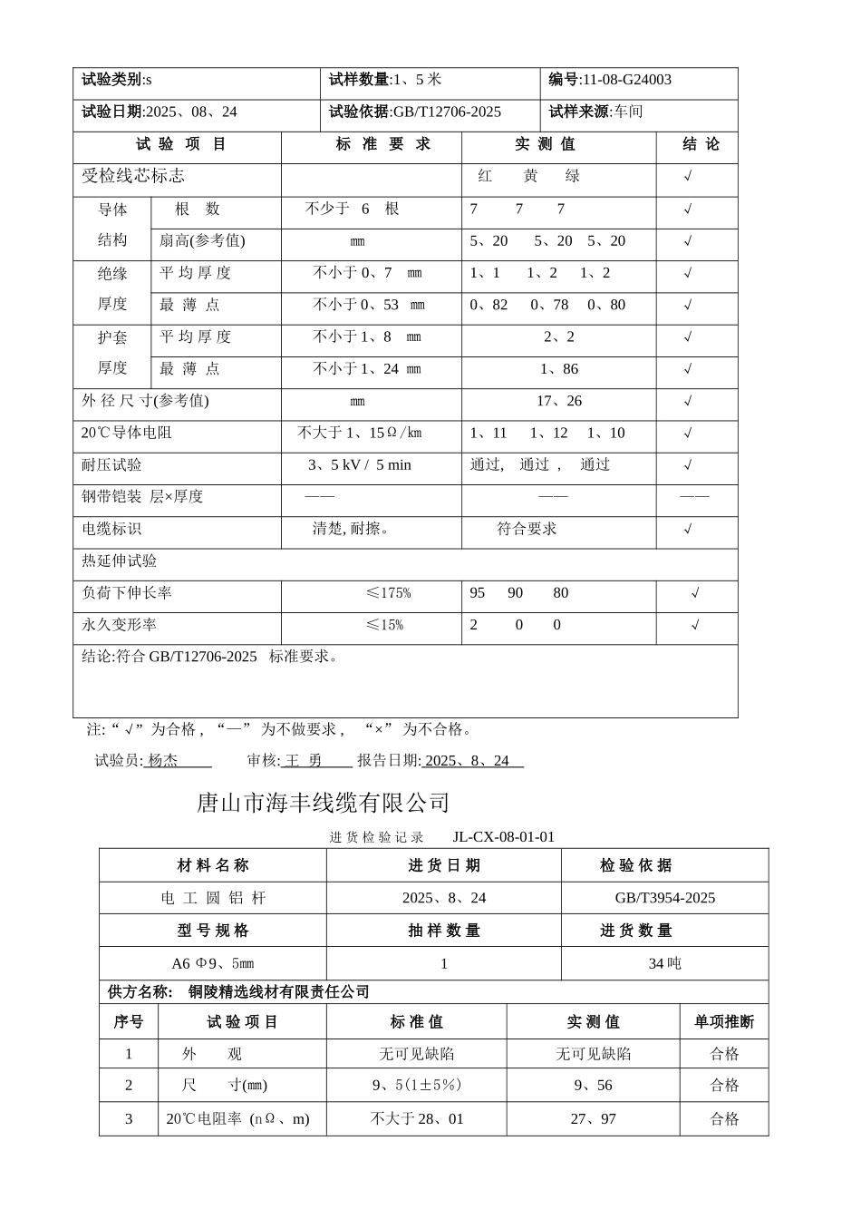 电力电缆检验报告_第3页