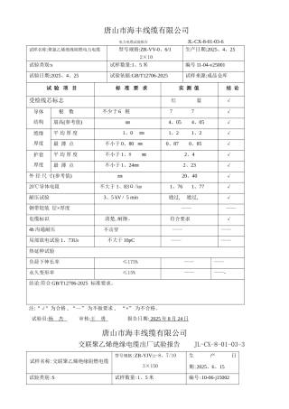 电力电缆检验报告