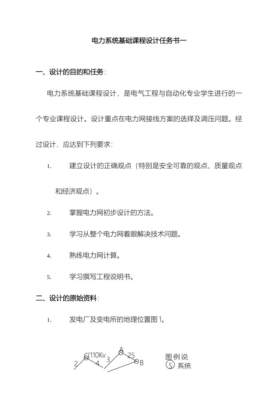 电力系统基础课程设计任务书模板_第2页