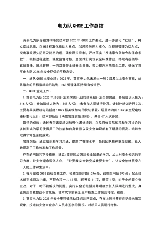 电力队QHSE工作总结