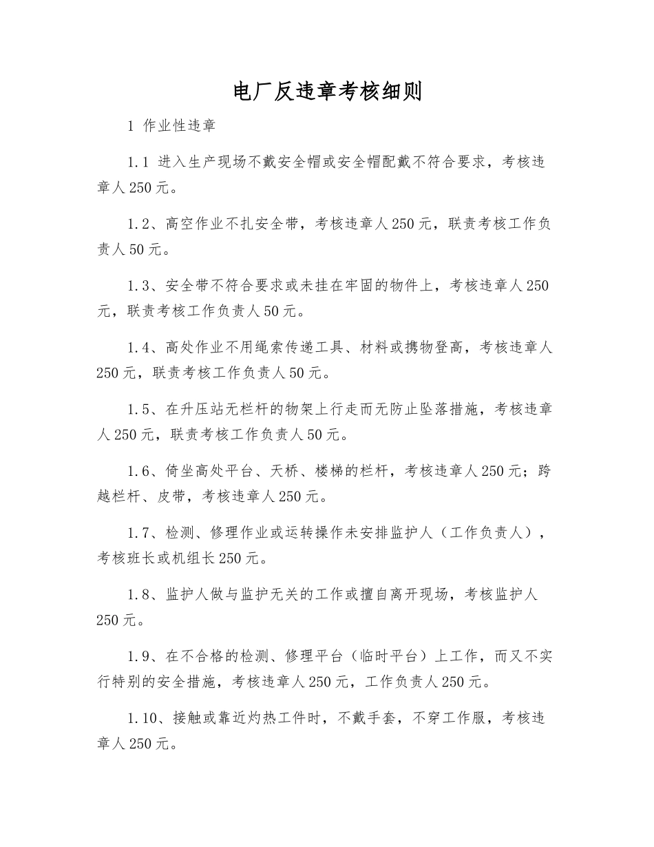 电厂反违章考核细则_第1页