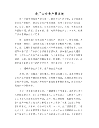 电厂安全生产重实效