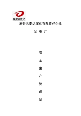 电厂安全生产管理制度