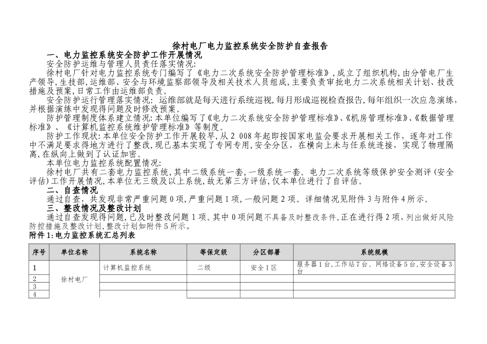 电厂电力监控系统安全防护自查报告_第1页