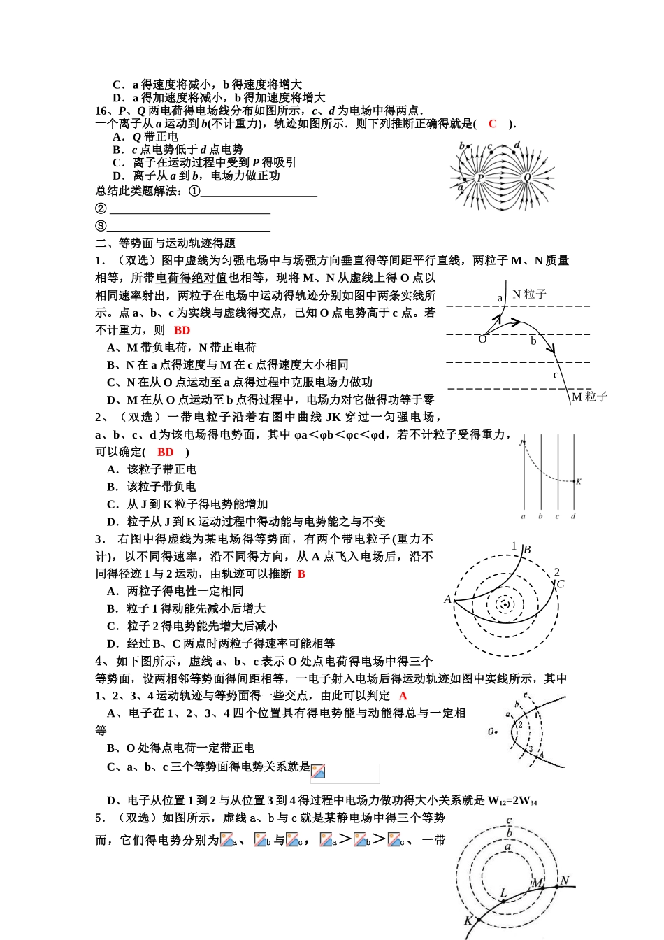 电场线与运动轨迹_第3页