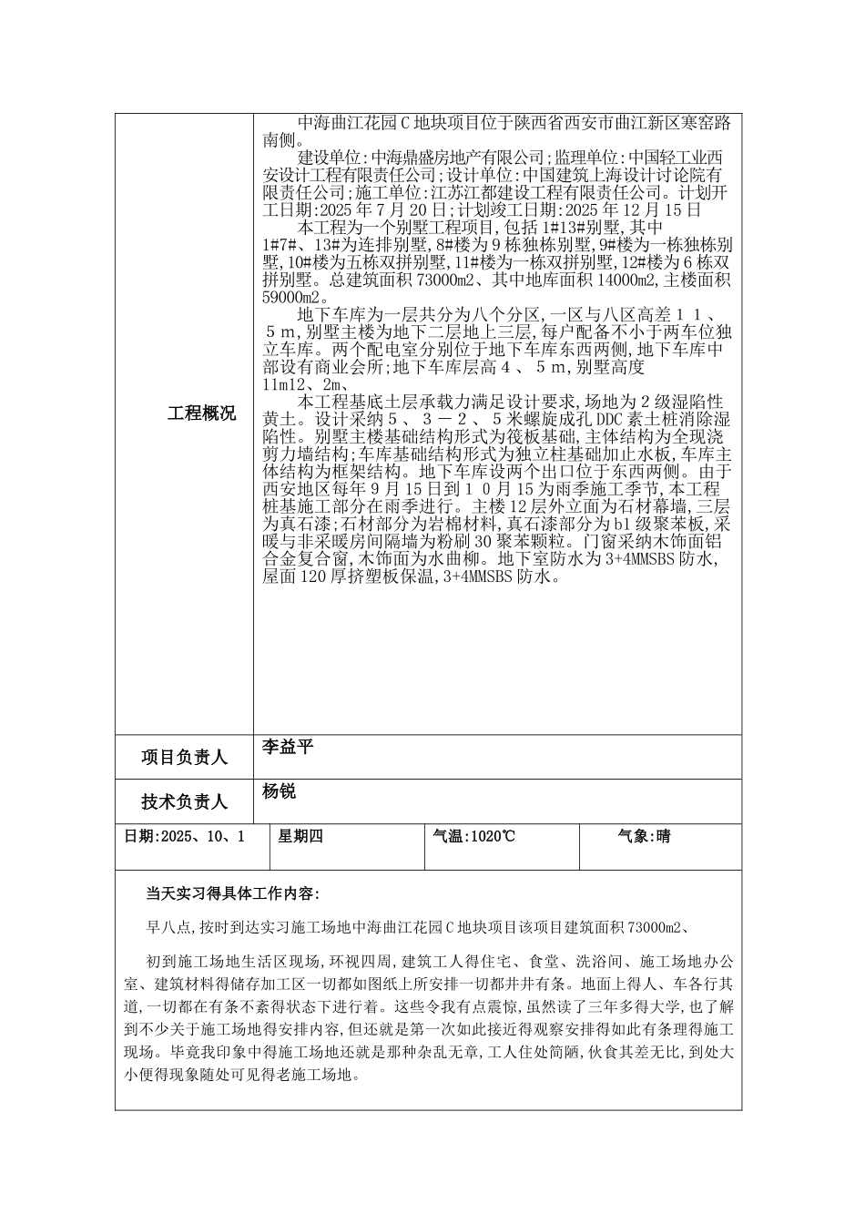 电大建筑施工与管理专业毕业实践日志_第2页