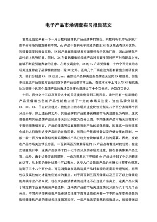电子产品市场调查实习报告范文