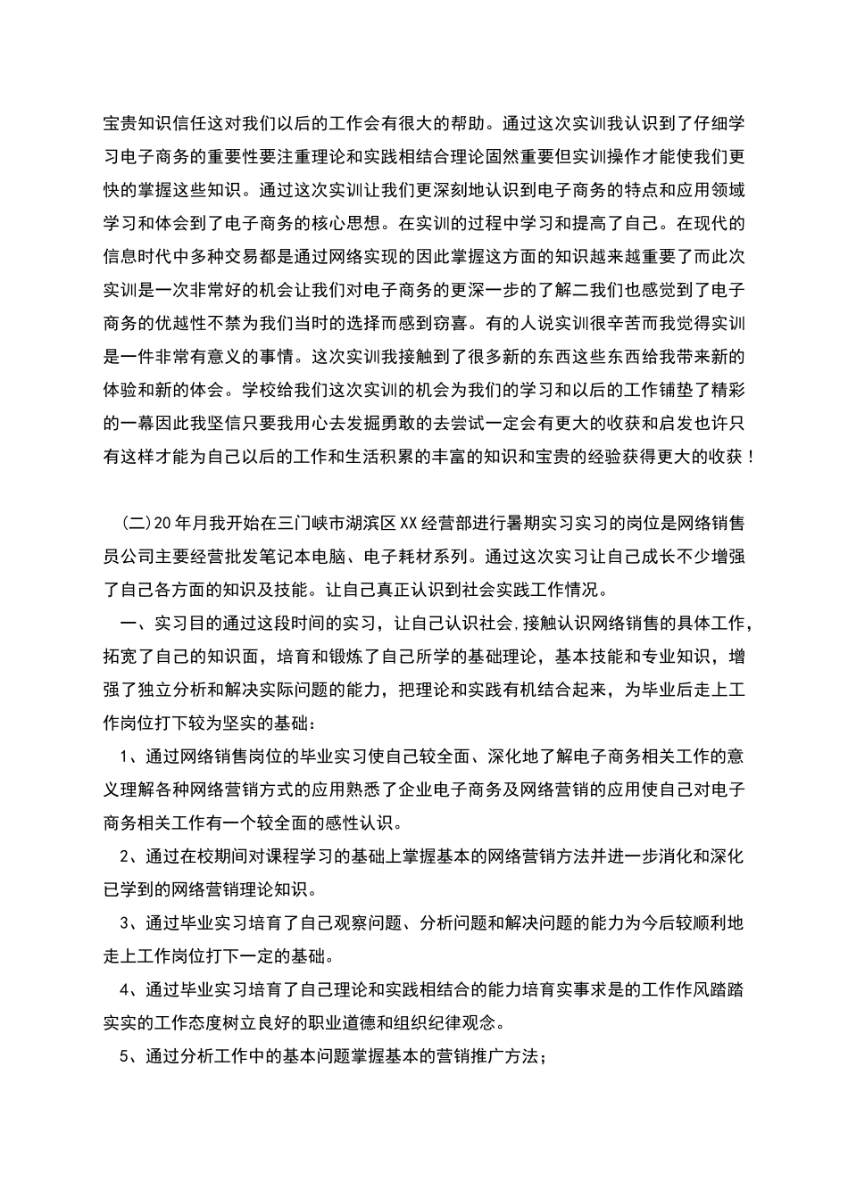 电子商务大学生职场体验报告范文_第2页