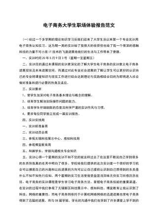 电子商务大学生职场体验报告范文