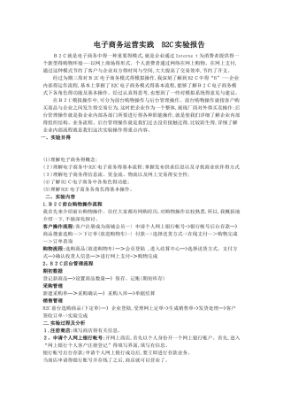 电子商务运营实践 B2C实验报告