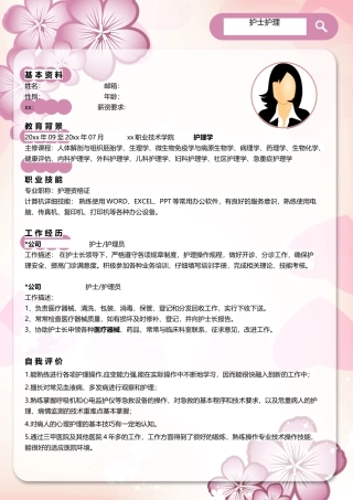 电子版护士简历