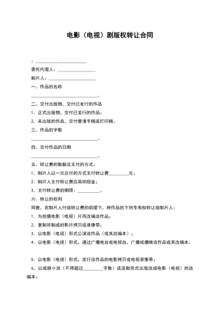 电影剧版权转让合同
