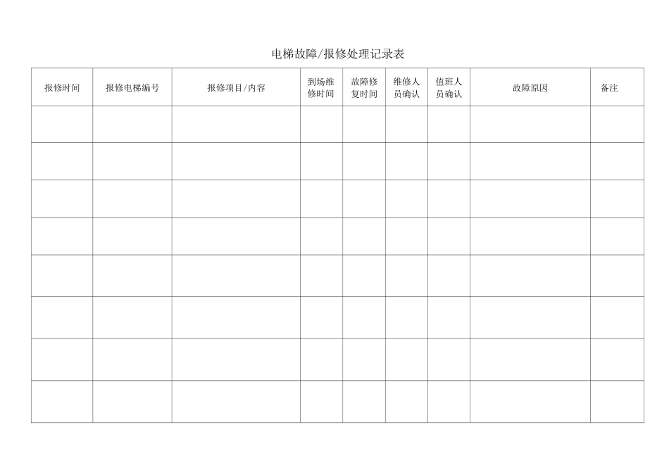 电梯故障、报修处理表_第1页