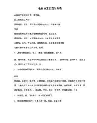 电梯施工类别划分表