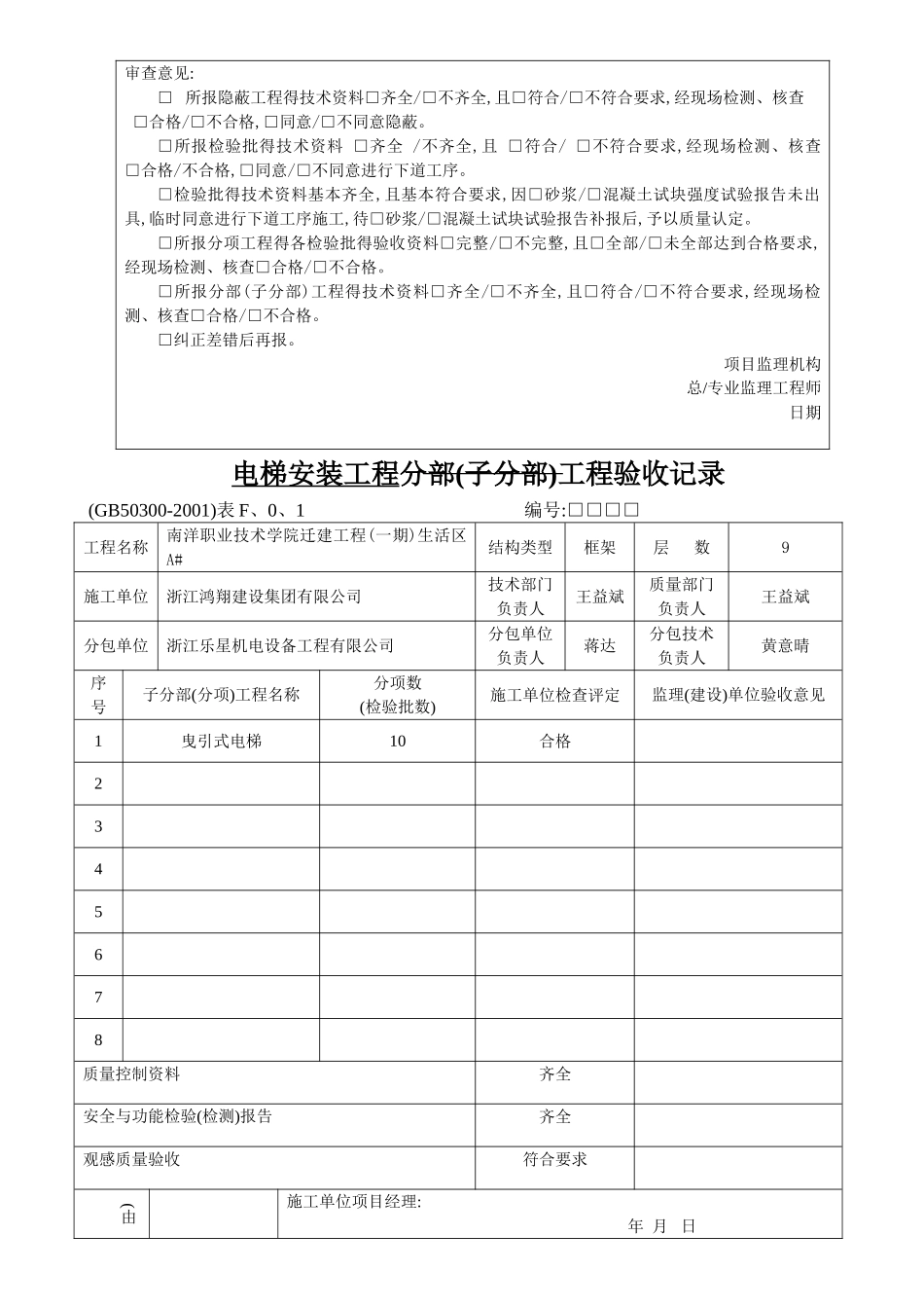 电梯竣工资料模版_第3页