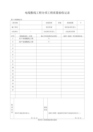 电气分项工程质量验收记录