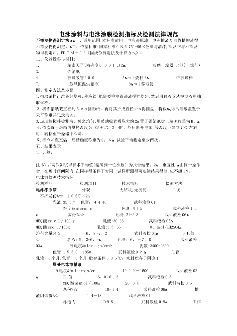 电泳涂料与电泳涂膜检测指标及检测规范_第1页