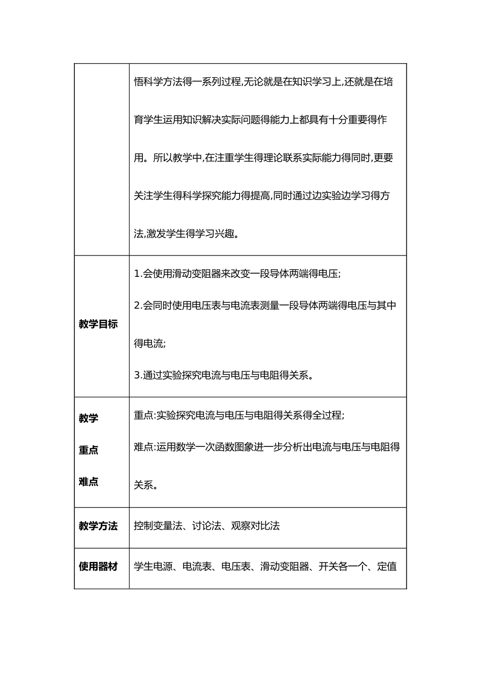 电流与电压和电阻的关系教案_第3页