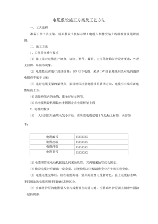 电缆敷设施工方案及工艺方法