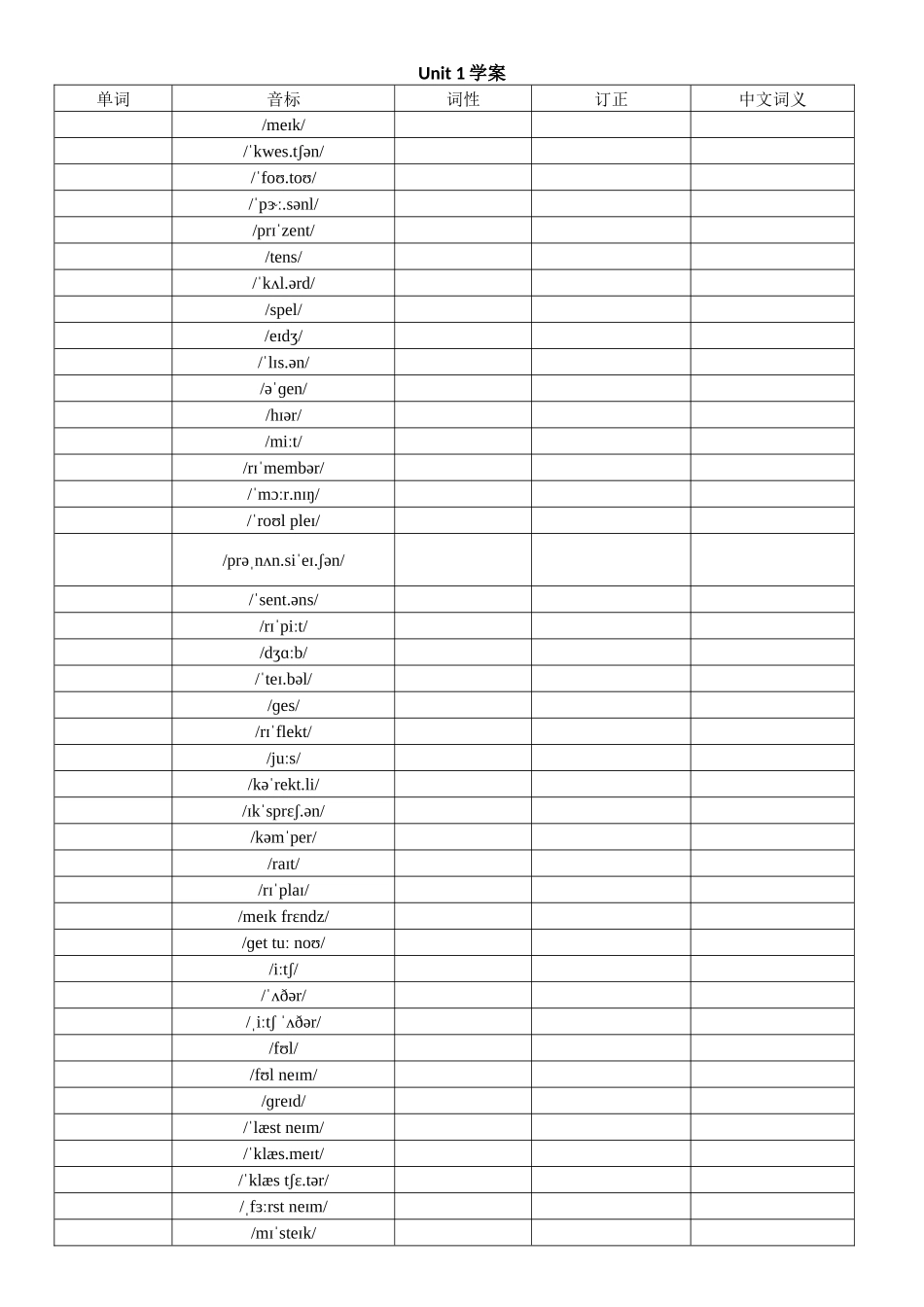 25秋新人教版英语七年级上册 Unit 1 学案    _第1页