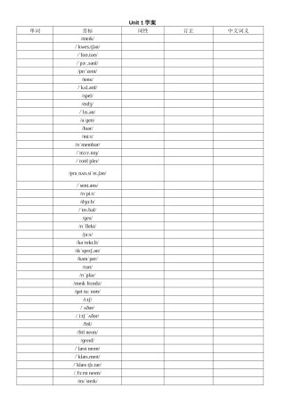 25秋新人教版英语七年级上册 Unit 1 学案    