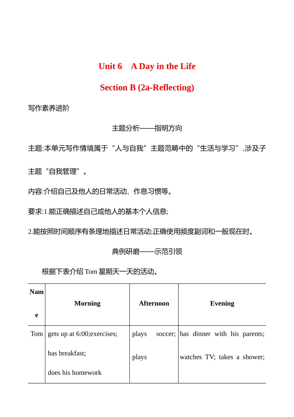 25秋新人教版英语七年级上册 Unit 6　 Section B (2a-Reflecting)学案_第1页