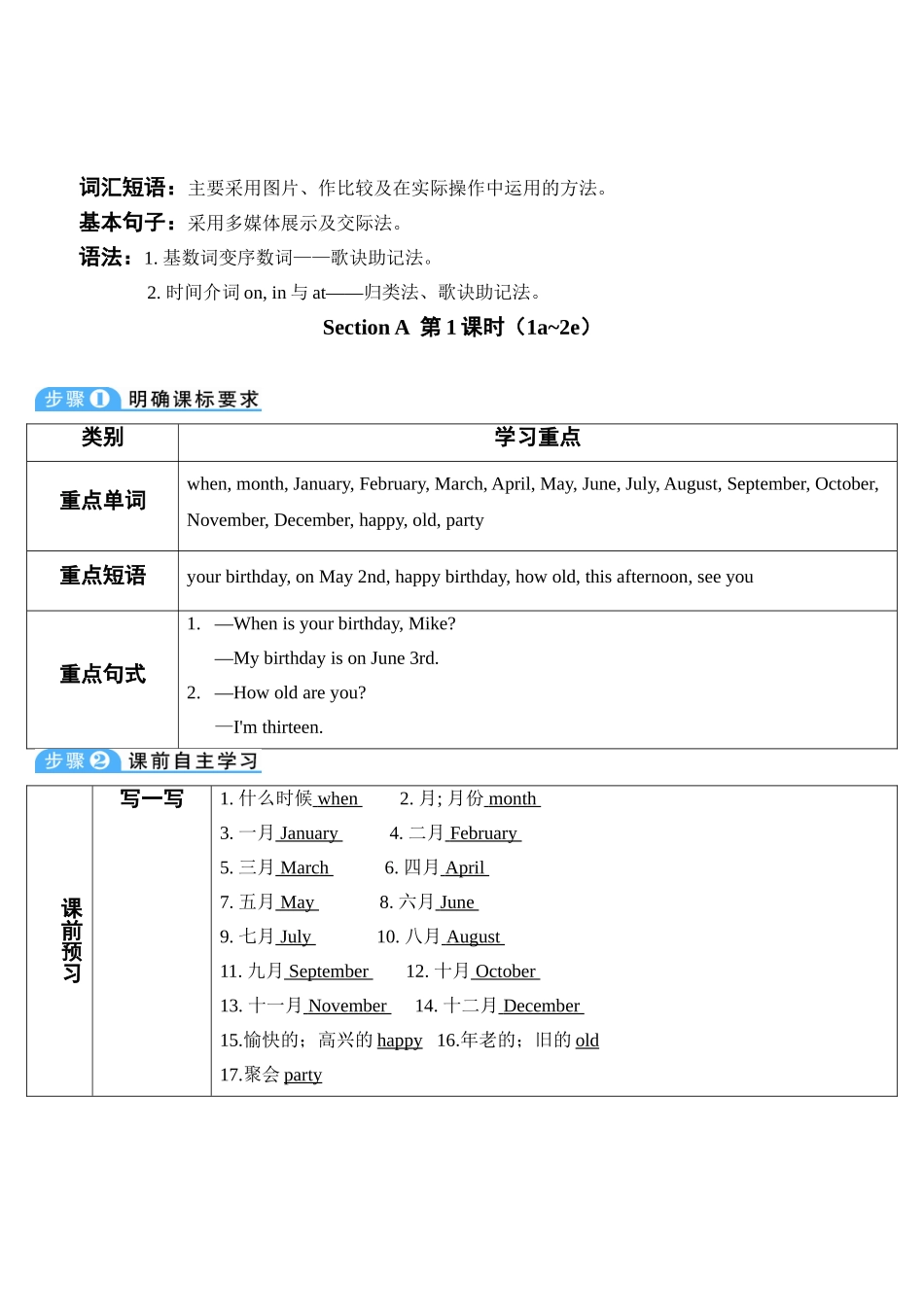 （25秋）新人教版英语七年级上册Unit8  教案（共5课时）_第3页