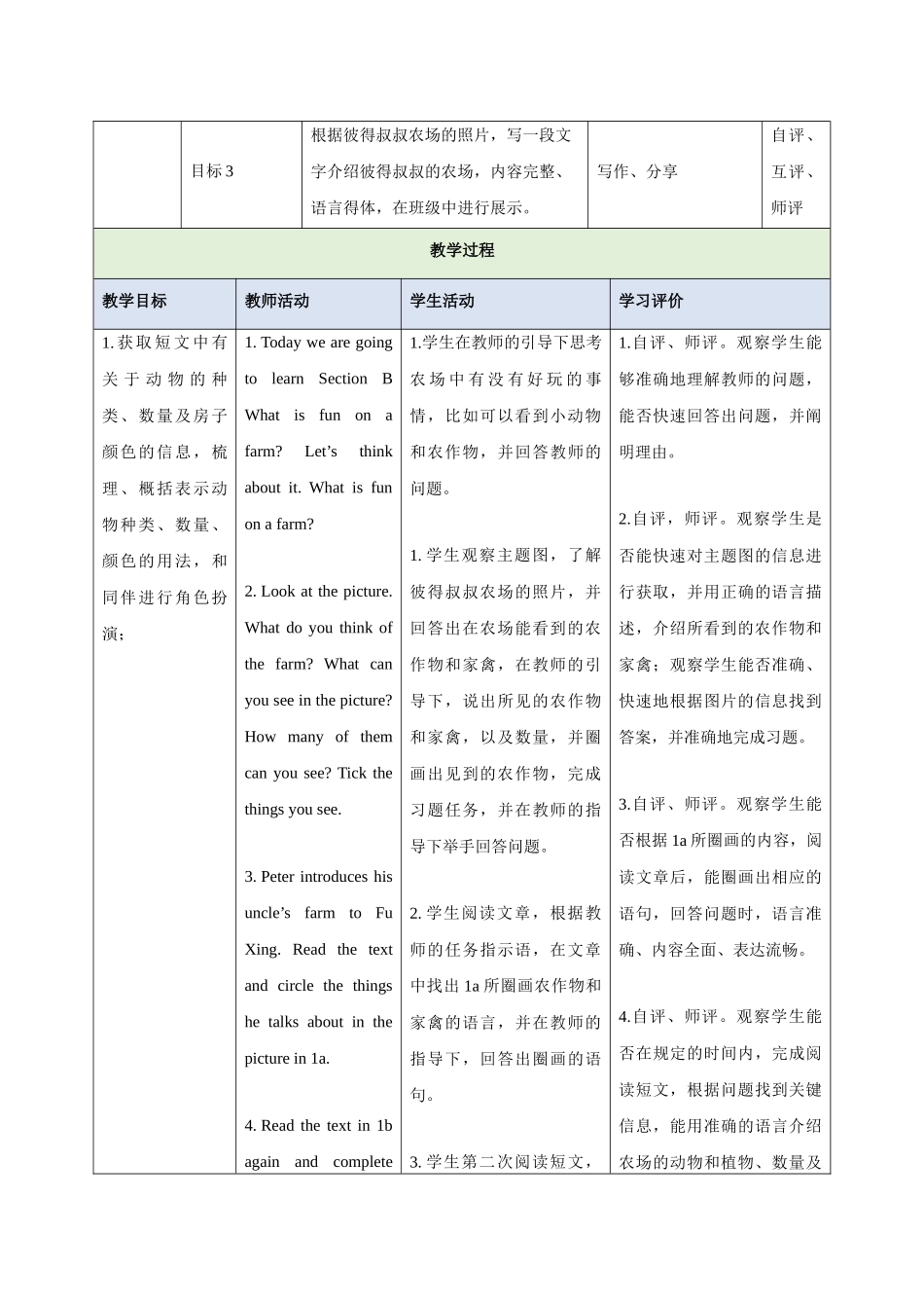 25秋新人教版七年级英语上册Starter Unit 3 Welcome Section B What is fun on a farm 1a-2c教案_第3页